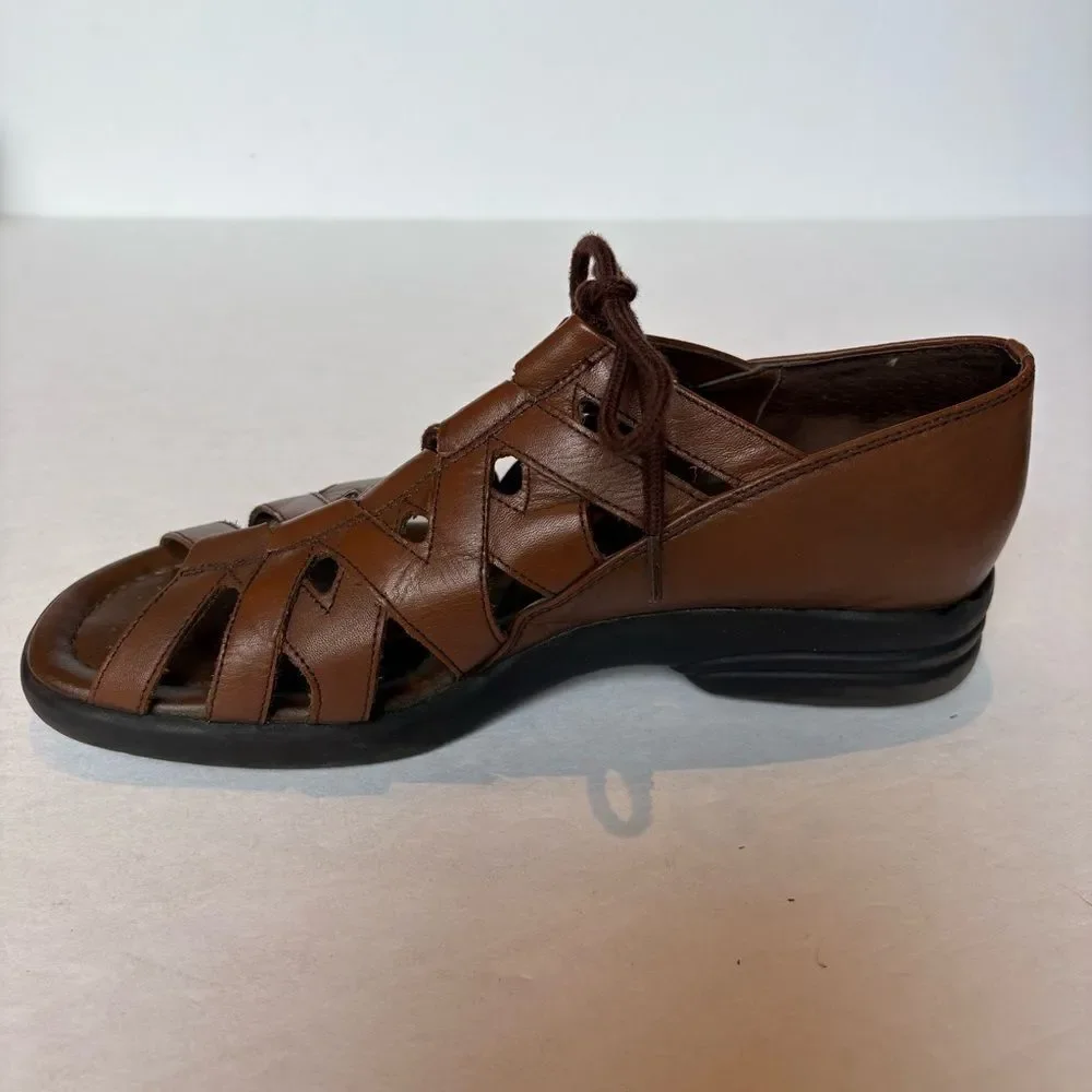 Sandler of Boston Women's Brown Leather Lace up Sandals Size 8M